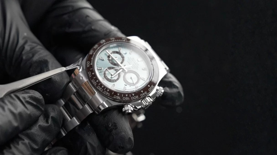 Watch protection film being applied step by step installation