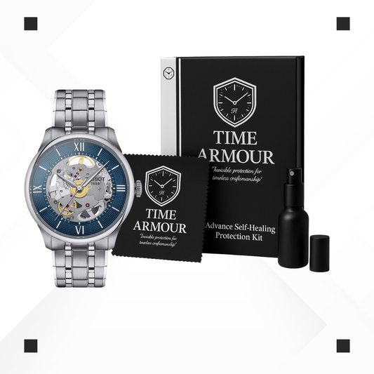 Tissot Chemin des Tourelles Skeleton 39mm watch with Time Armour protection film kit