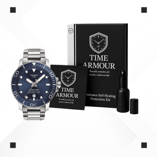 Tissot Seastar Powermatic 80 watch with Time Armour self-healing TPU protection film kit